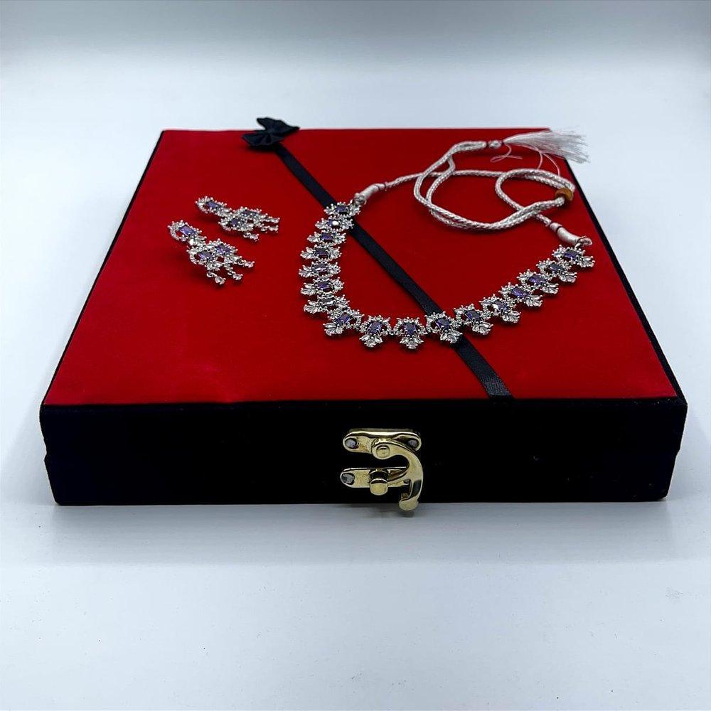 Elegant Silver-Plated Jewelry Set – 3 Pcs (Earrings & Necklace) with Jewelry Box